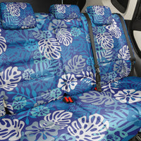 Blue Aloha Hawaiian Back Car Seat Cover Monstera Hibiscus Tropical Pattern