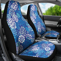 Blue Aloha Hawaiian Car Seat Cover Monstera Hibiscus Tropical Pattern