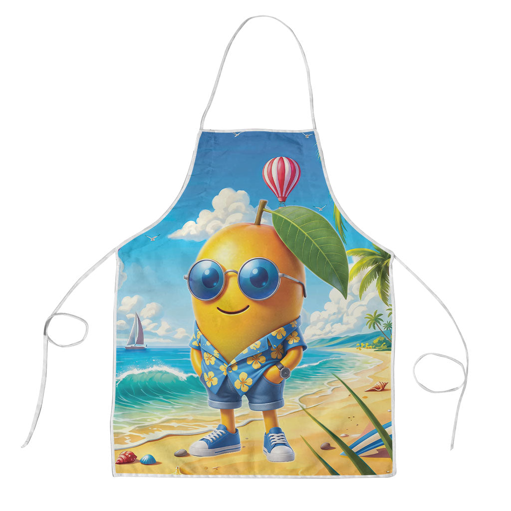 Funny Hawaii Mango Apron Tropical Summer Beach Mascot Vacation LT19 Blue - Polynesian Pride