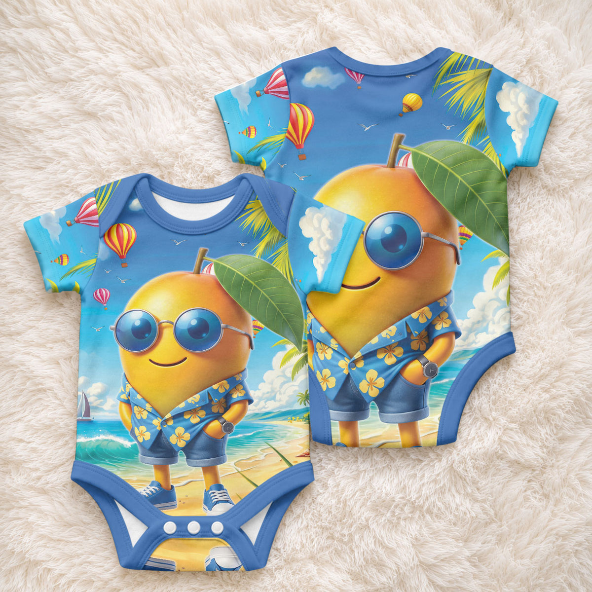 Funny Hawaii Mango Baby Onesie Tropical Summer Beach Mascot Vacation LT19 - Polynesian Pride