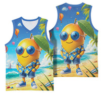 Funny Hawaii Mango Basketball Jersey Tropical Summer Beach Mascot Vacation