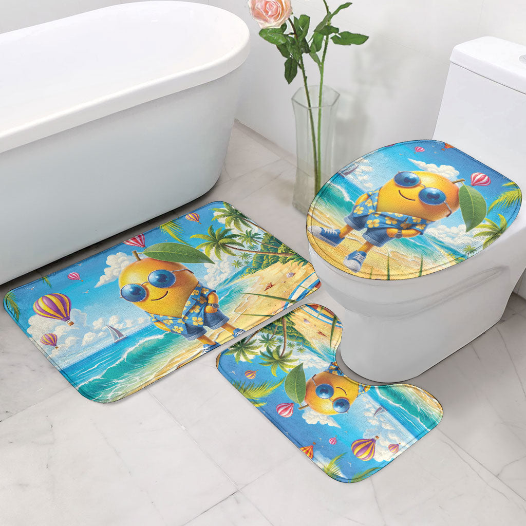 Funny Hawaii Mango Bathroom Set Tropical Summer Beach Mascot Vacation