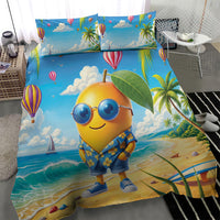 Funny Hawaii Mango Bedding Set Tropical Summer Beach Mascot Vacation
