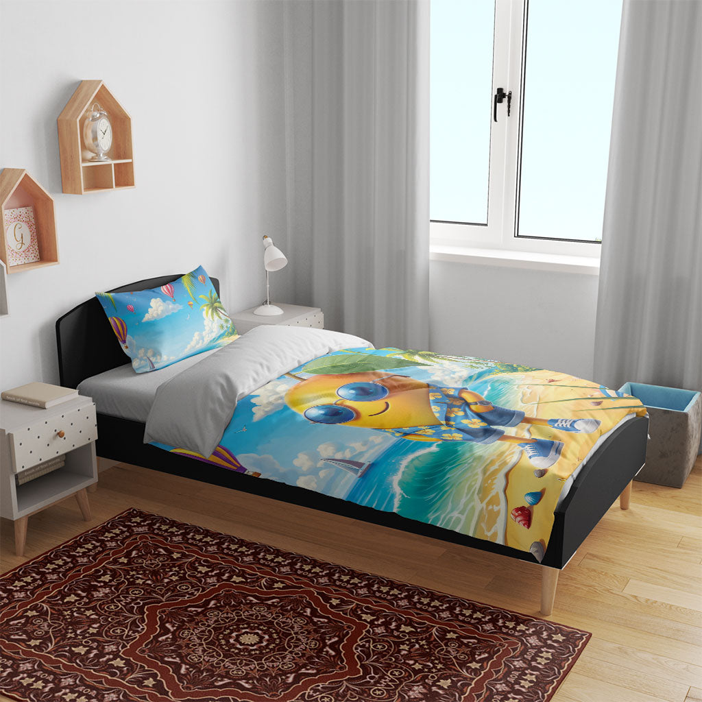 Funny Hawaii Mango Bedding Set Tropical Summer Beach Mascot Vacation