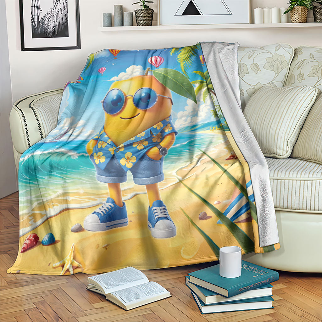 Funny Hawaii Mango Blanket Tropical Summer Beach Mascot Vacation