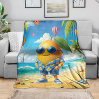 Funny Hawaii Mango Blanket Tropical Summer Beach Mascot Vacation