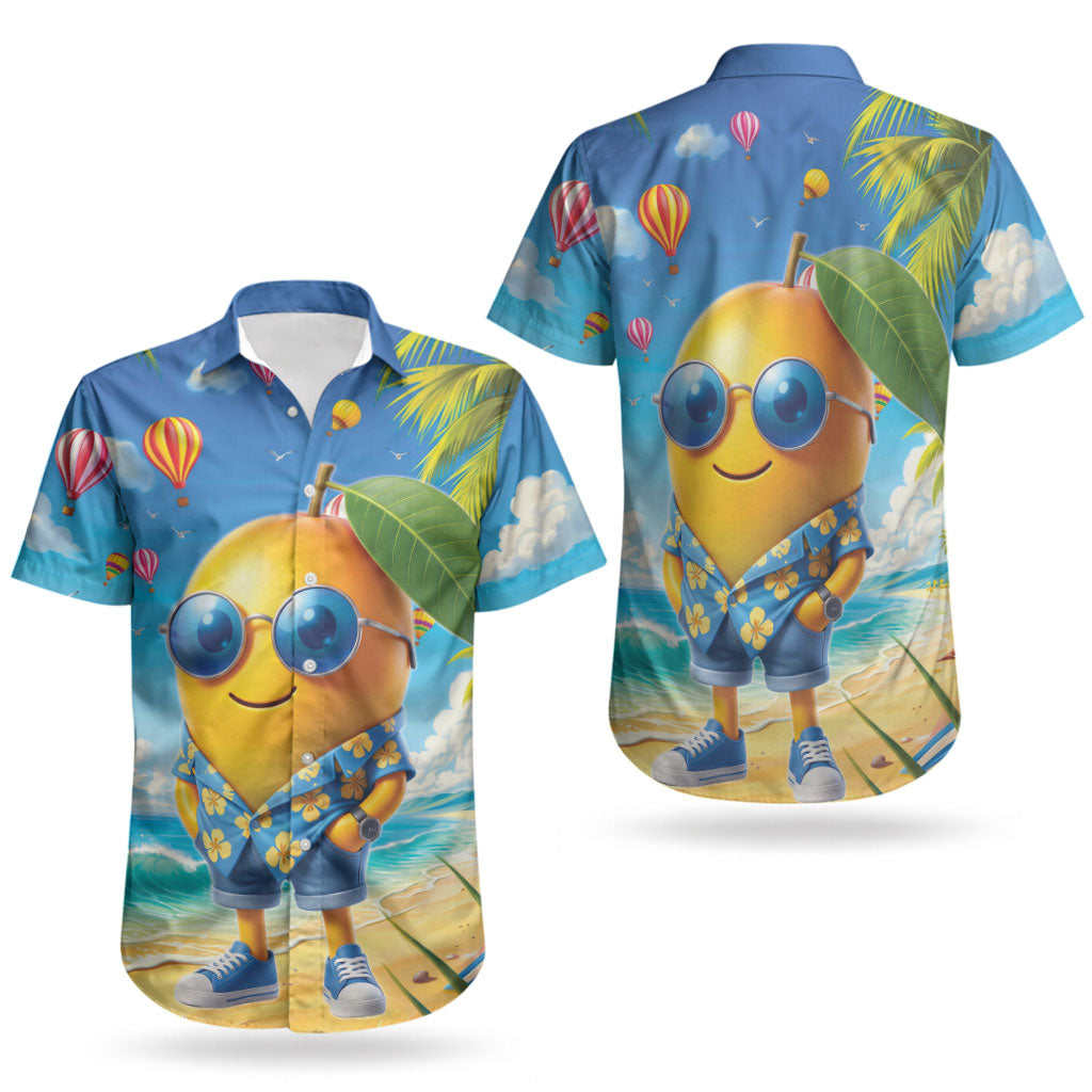 Funny Hawaii Mango Couples Matching Puletasi and Hawaiian Shirt Tropical Summer Beach Mascot Vacation