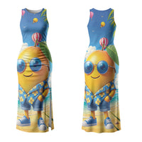 Funny Hawaii Mango Couples Matching Tank Maxi Dress and Long Sleeve Button Shirt Tropical Summer Beach Mascot Vacation
