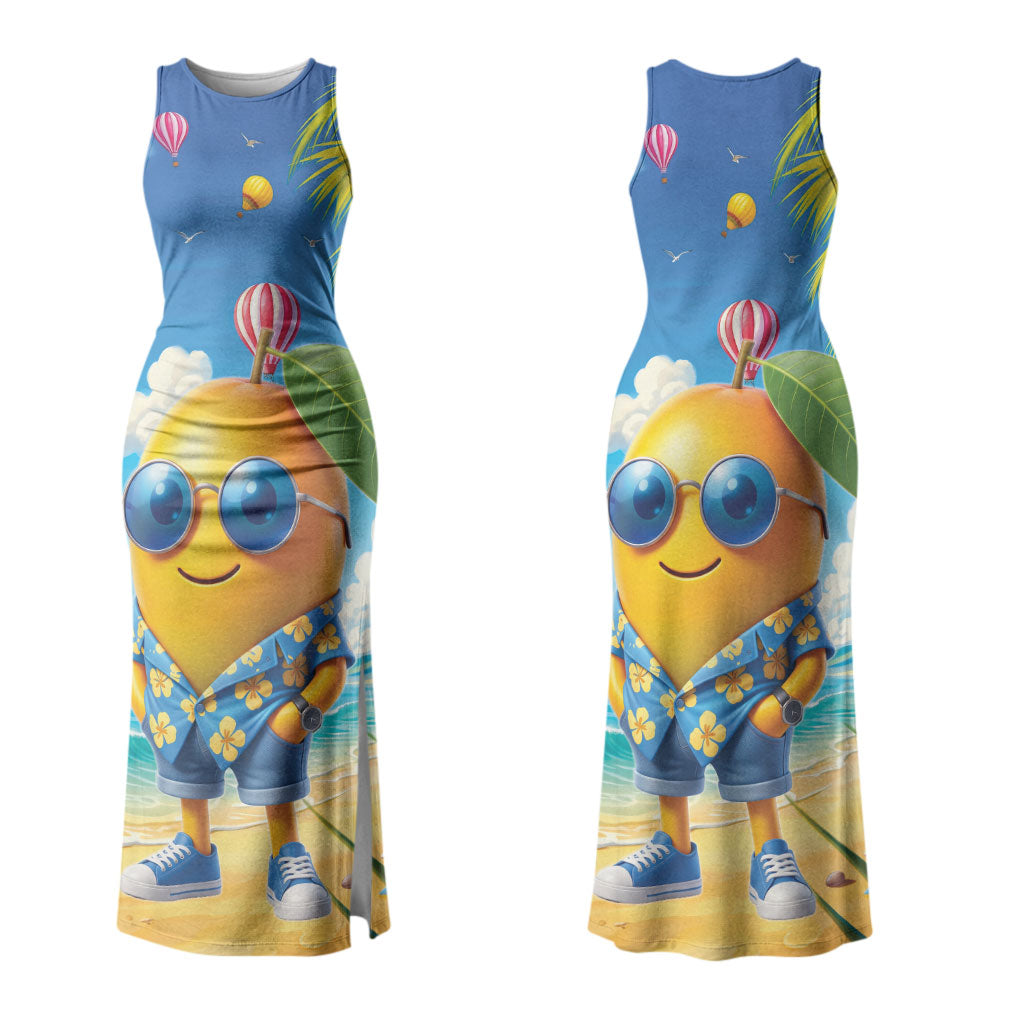 Funny Hawaii Mango Family Matching Tank Maxi Dress and Hawaiian Shirt Tropical Summer Beach Mascot Vacation