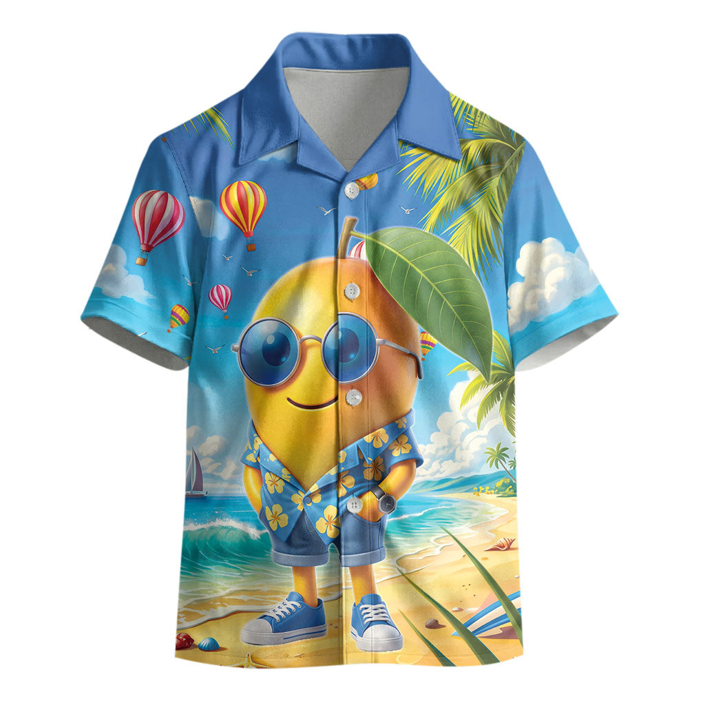 Funny Hawaii Mango Kid Hawaiian Shirt Tropical Summer Beach Mascot Vacation