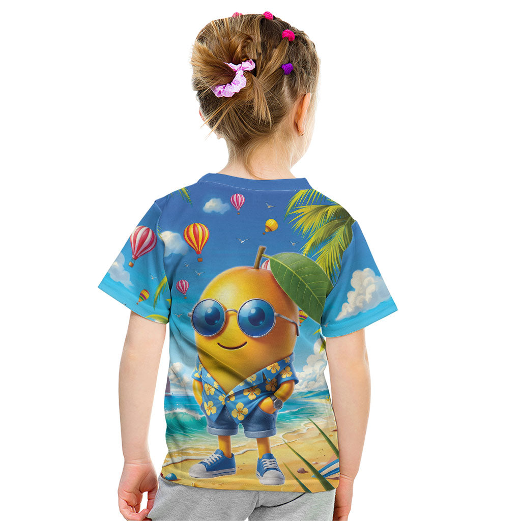 Funny Hawaii Mango Kid T Shirt Tropical Summer Beach Mascot Vacation