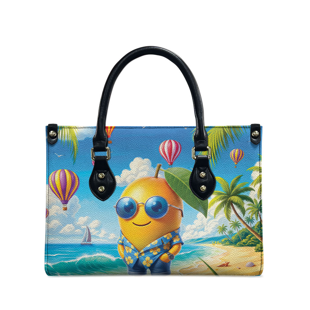 Funny Hawaii Mango Leather Bag Tropical Summer Beach Mascot Vacation