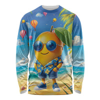 Funny Hawaii Mango Long Sleeve Shirt Tropical Summer Beach Mascot Vacation