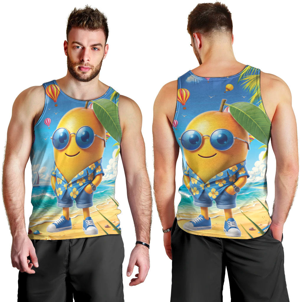 Funny Hawaii Mango Men Tank Top Tropical Summer Beach Mascot Vacation
