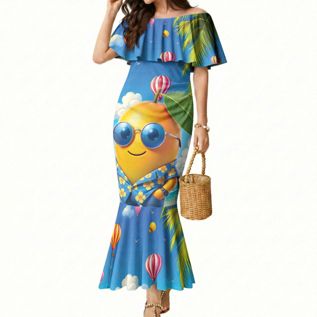 Funny Hawaii Mango Mermaid Dress Tropical Summer Beach Mascot Vacation