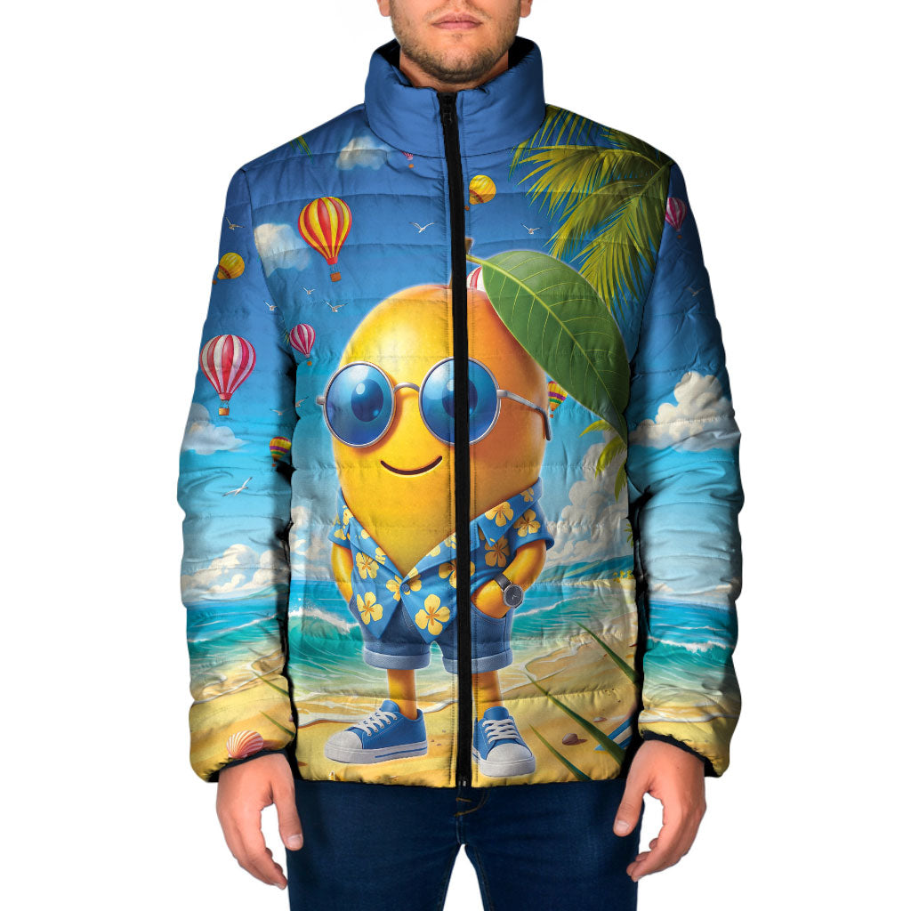 Funny Hawaii Mango Padded Jacket Tropical Summer Beach Mascot Vacation
