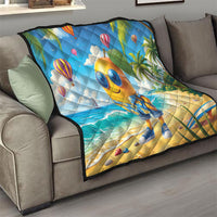 Funny Hawaii Mango Quilt Tropical Summer Beach Mascot Vacation