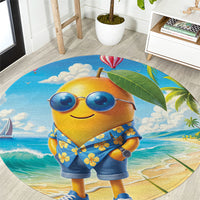 Funny Hawaii Mango Round Carpet Tropical Summer Beach Mascot Vacation