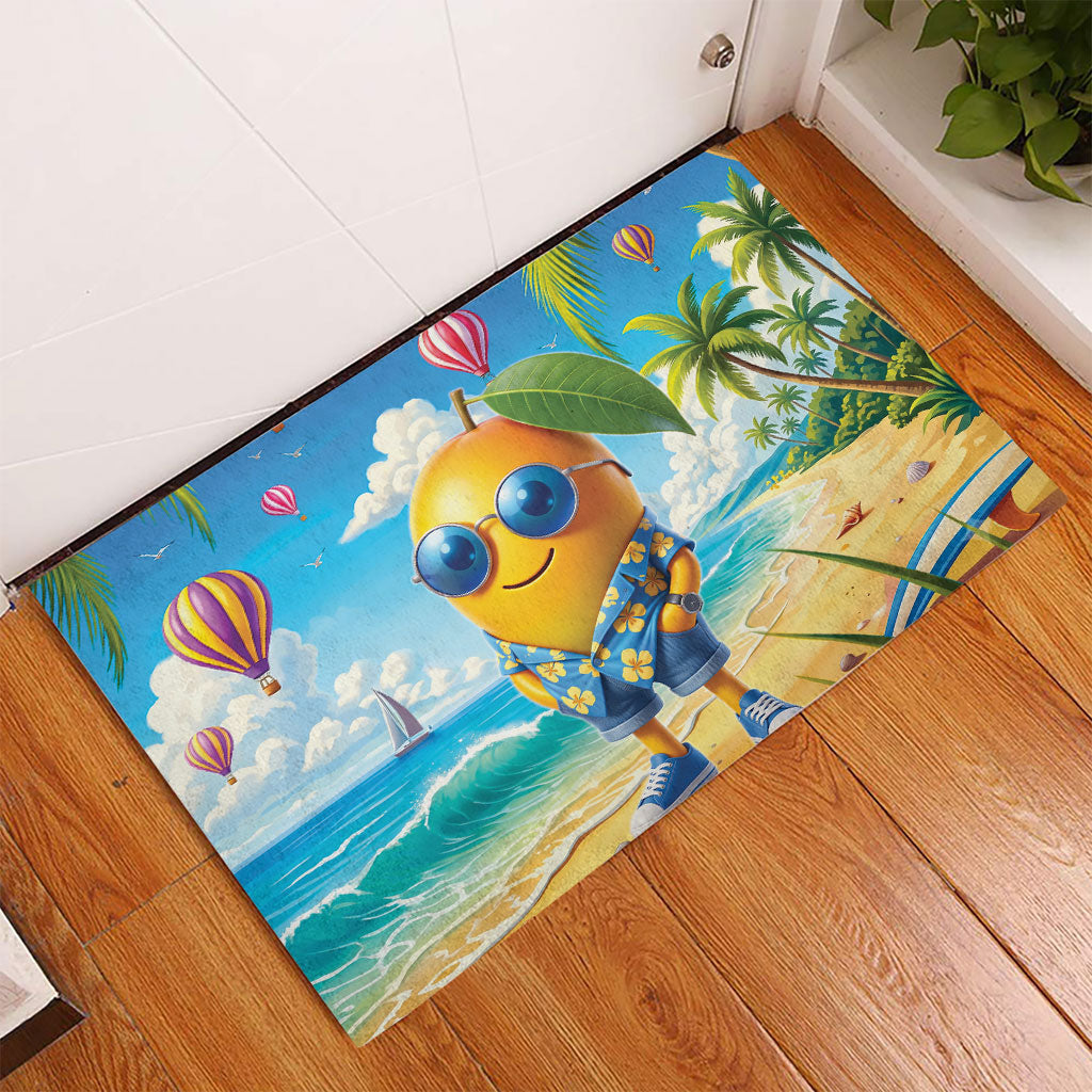 Funny Hawaii Mango Rubber Doormat Tropical Summer Beach Mascot Vacation