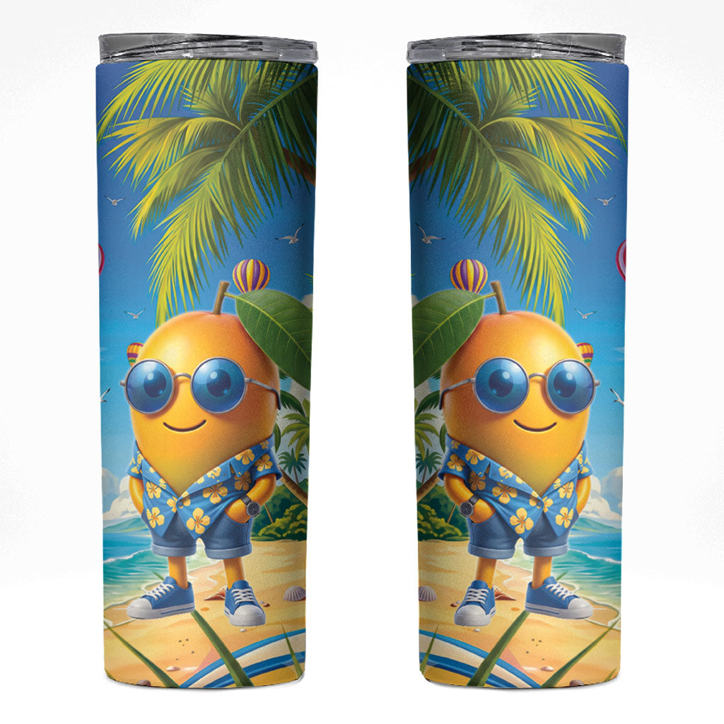 Funny Hawaii Mango Skinny Tumbler Tropical Summer Beach Mascot Vacation