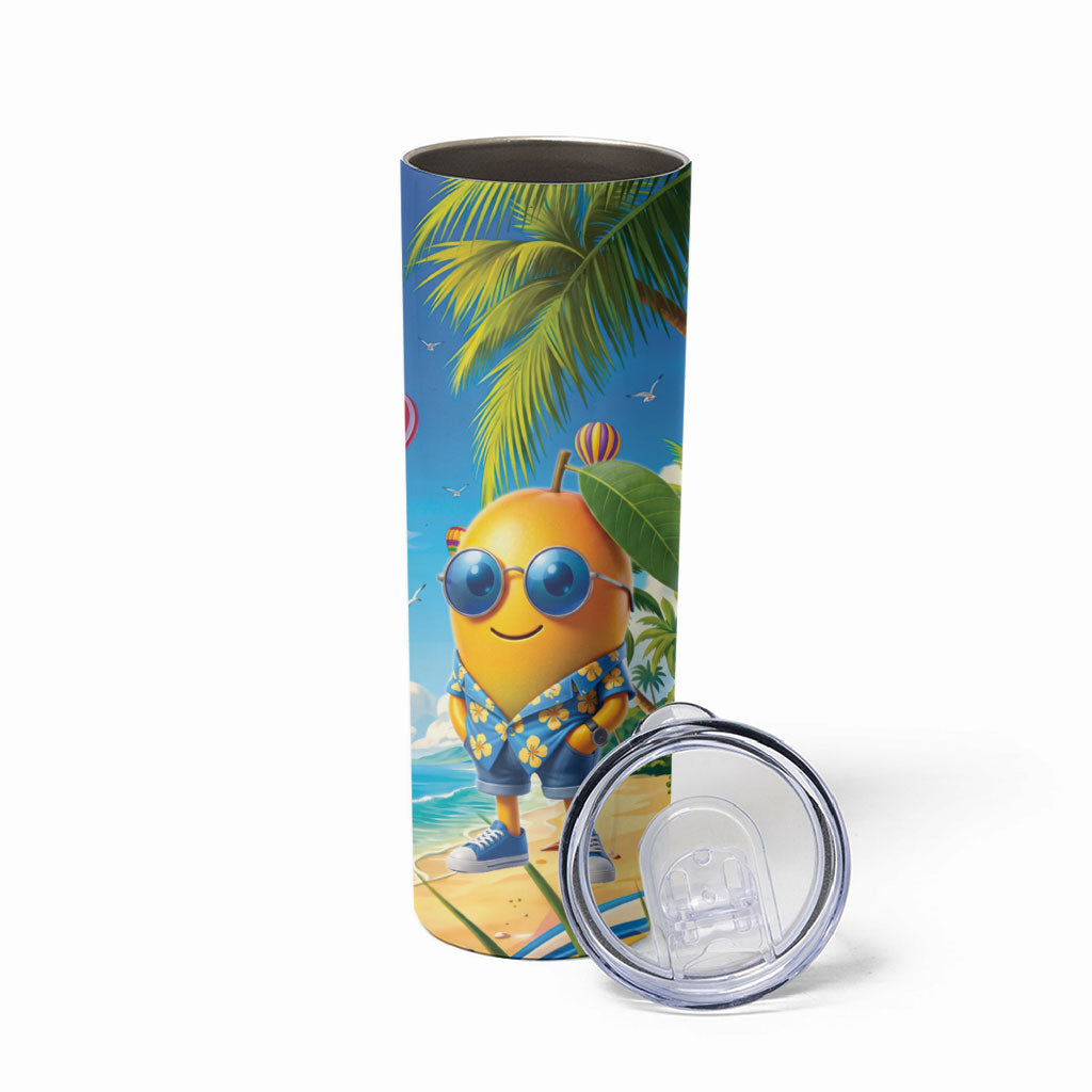 Funny Hawaii Mango Skinny Tumbler Tropical Summer Beach Mascot Vacation
