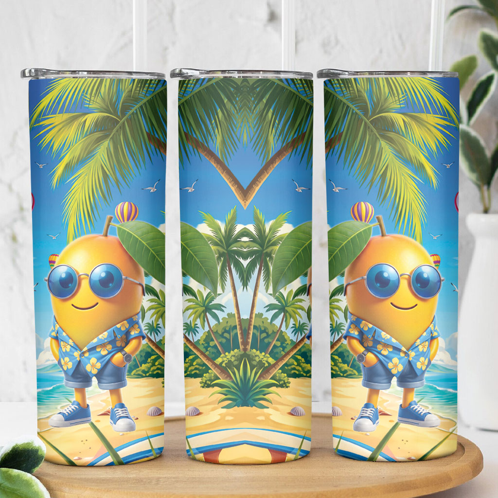 Funny Hawaii Mango Skinny Tumbler Tropical Summer Beach Mascot Vacation