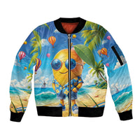 Funny Hawaii Mango Sleeve Zip Bomber Jacket Tropical Summer Beach Mascot Vacation