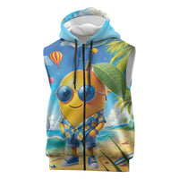 Funny Hawaii Mango Sleeveless Zip Hoodie Tropical Summer Beach Mascot Vacation