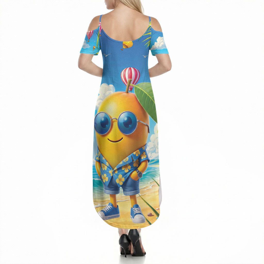 Funny Hawaii Mango Summer Maxi Dress Tropical Summer Beach Mascot Vacation
