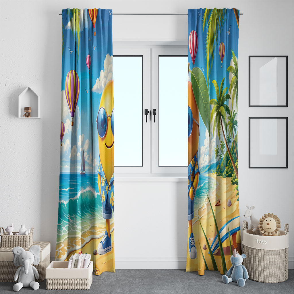 Funny Hawaii Mango Window Curtain Tropical Summer Beach Mascot Vacation
