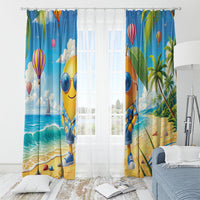 Funny Hawaii Mango Window Curtain Tropical Summer Beach Mascot Vacation