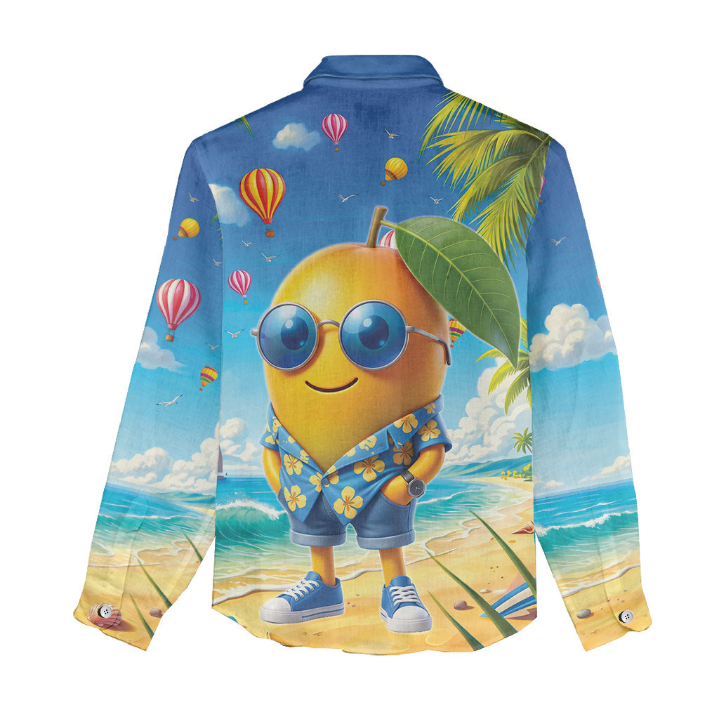 Funny Hawaii Mango Women Casual Shirt Tropical Summer Beach Mascot Vacation