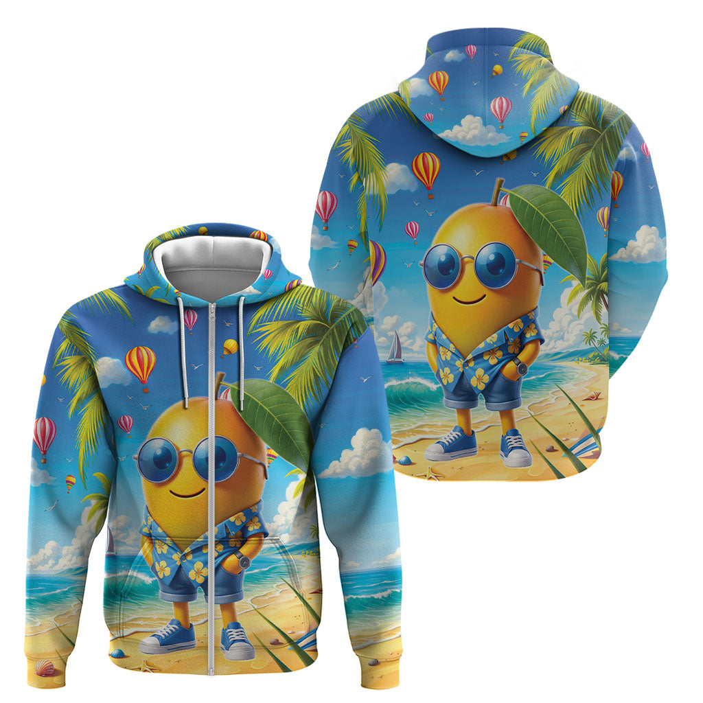 Funny Hawaii Mango Zip Hoodie Tropical Summer Beach Mascot Vacation