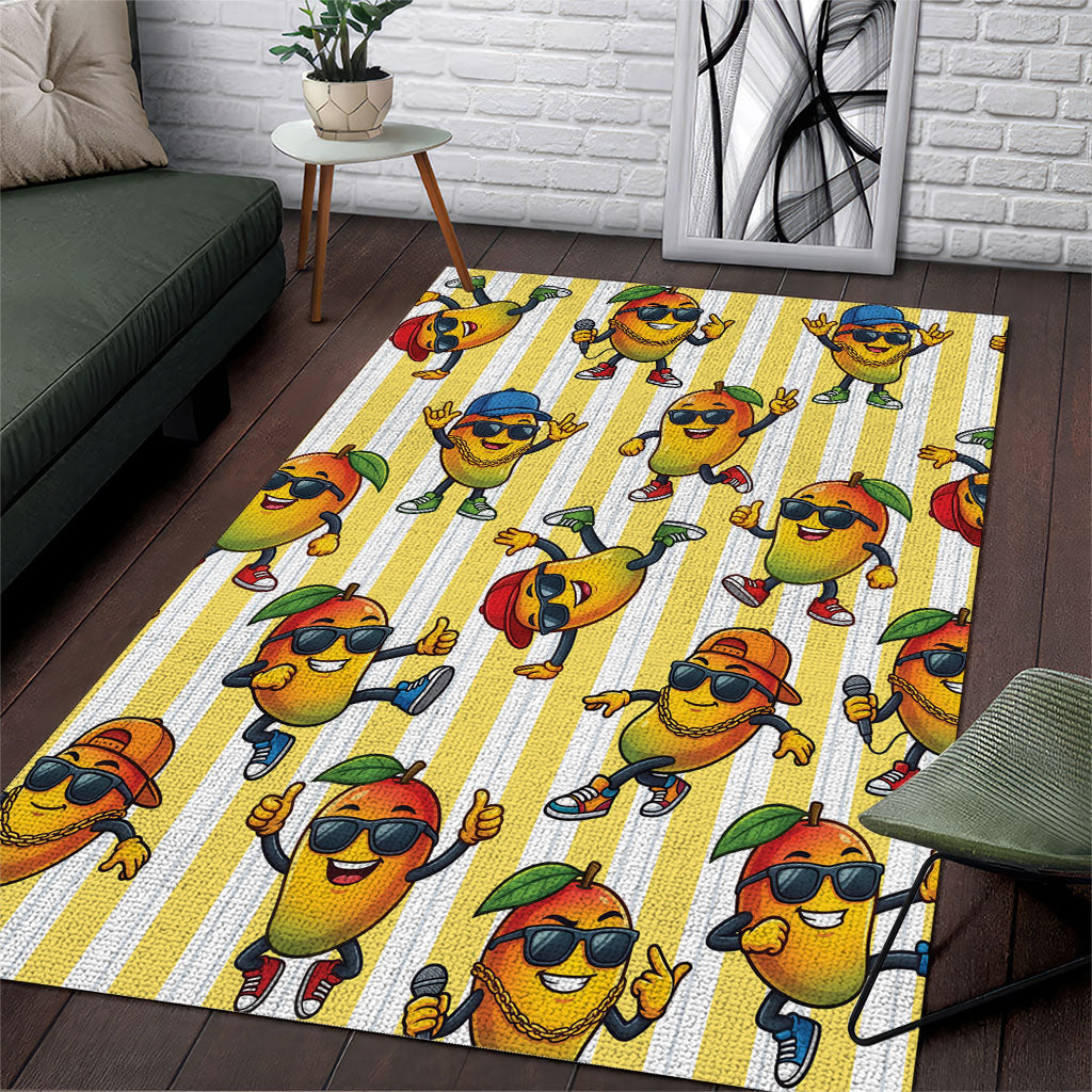 Funny Hawaii Mango Hip Hop Cartoon Area Rug Summer Beach Party