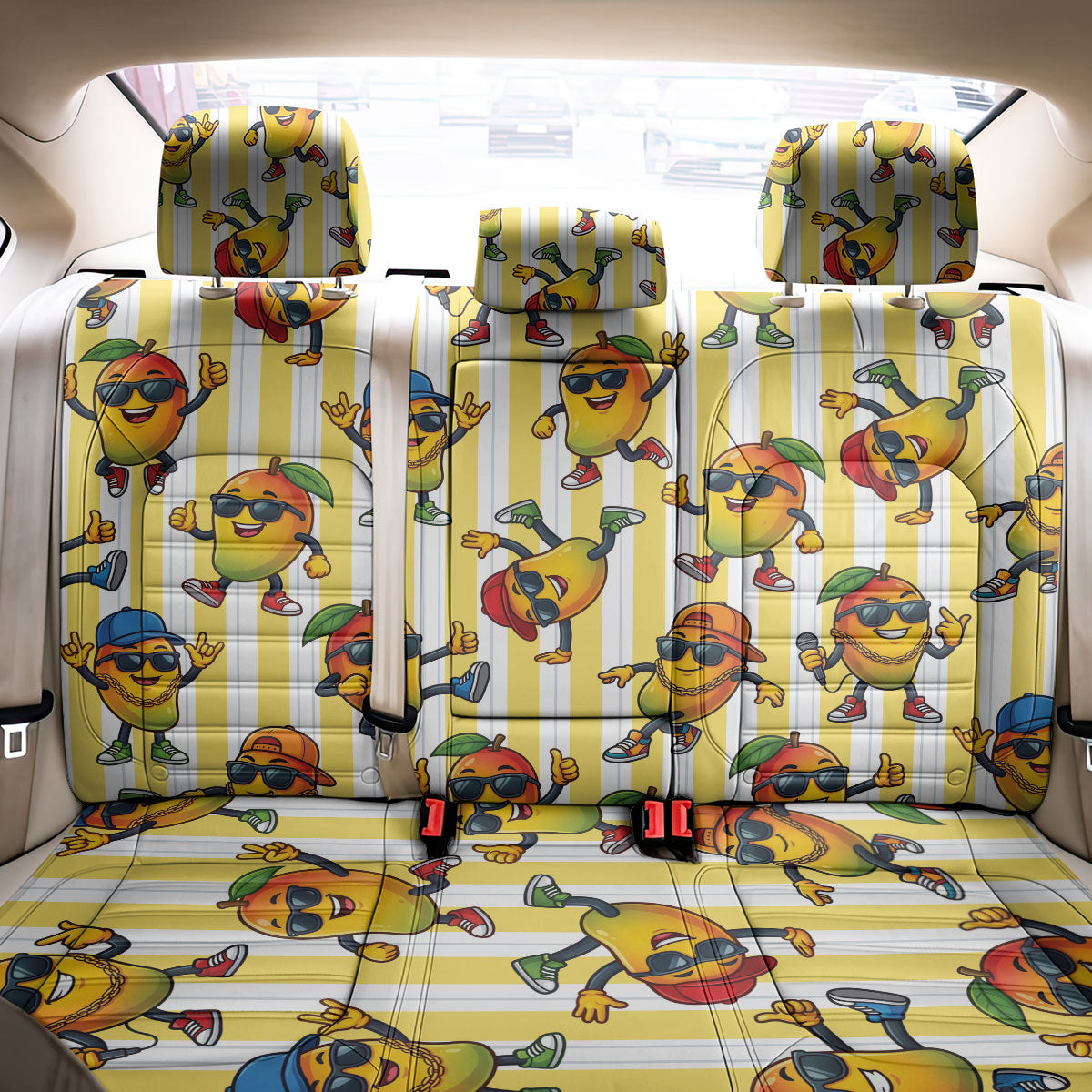 Funny Hawaii Mango Hip Hop Cartoon Back Car Seat Cover Summer Beach Party