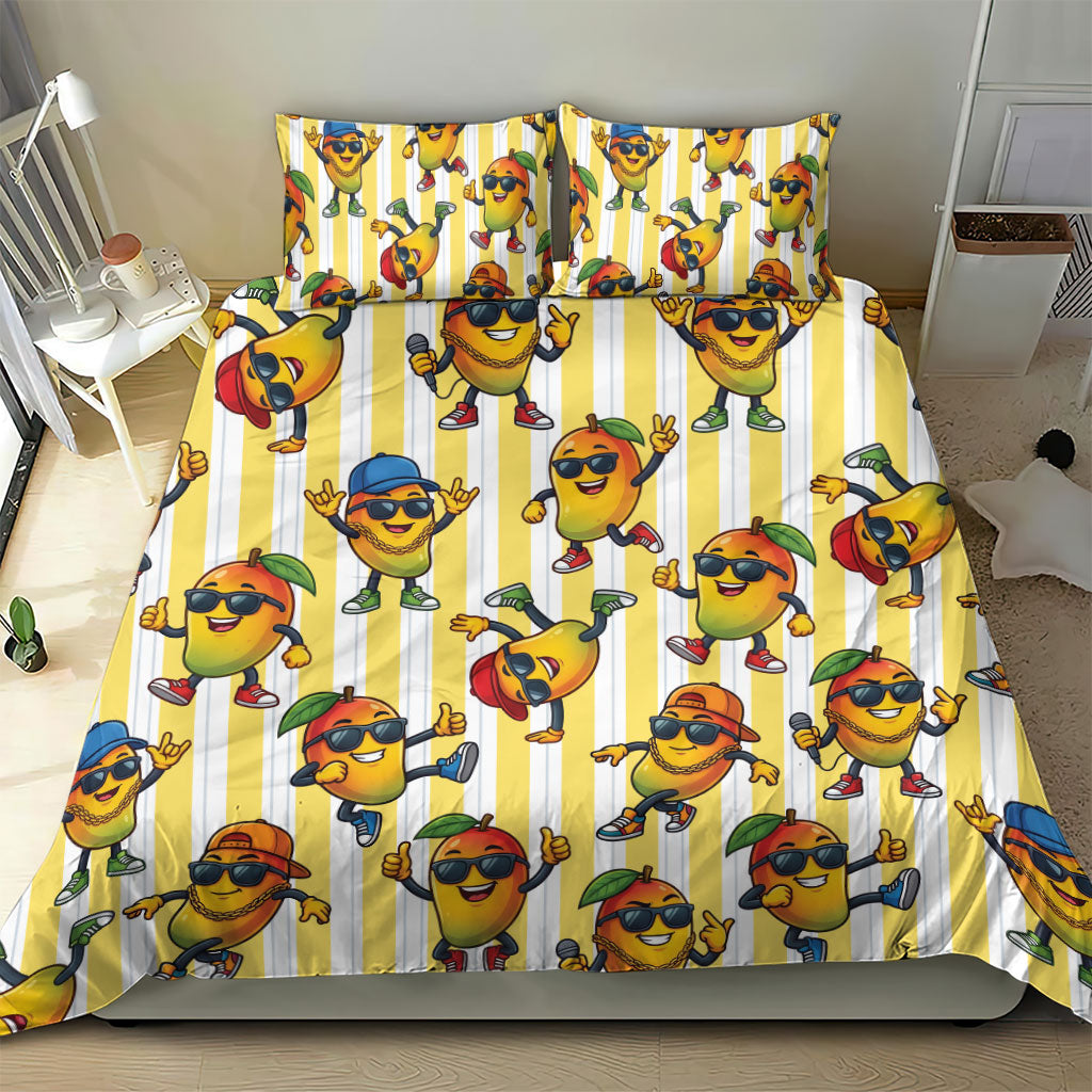 Funny Hawaii Mango Hip Hop Cartoon Bedding Set Summer Beach Party