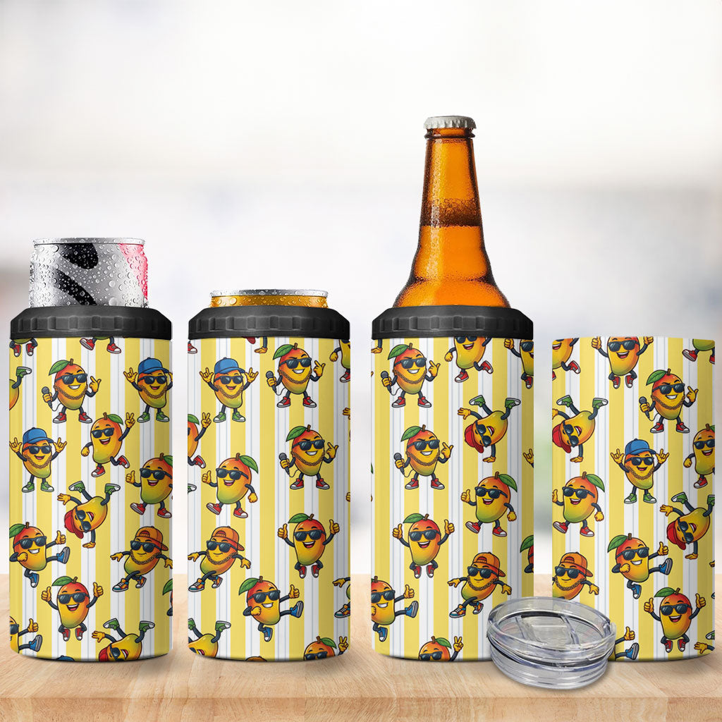 Funny Hawaii Mango Hip Hop Cartoon 4 in 1 Can Cooler Tumbler Summer Beach Party