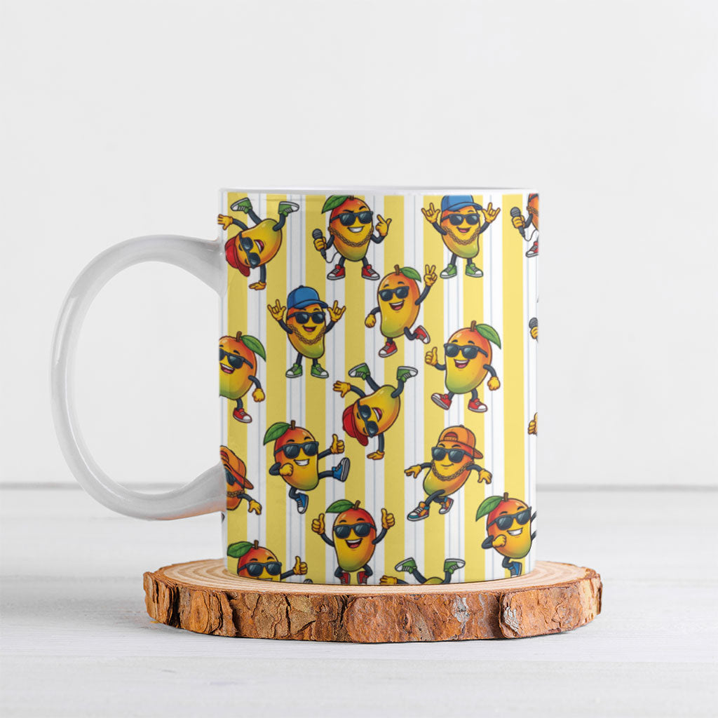 Funny Hawaii Mango Hip Hop Cartoon Ceramic Mug Summer Beach Party