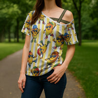Funny Hawaii Mango Hip Hop Cartoon Cross Shoulder Shirt Summer Beach Party