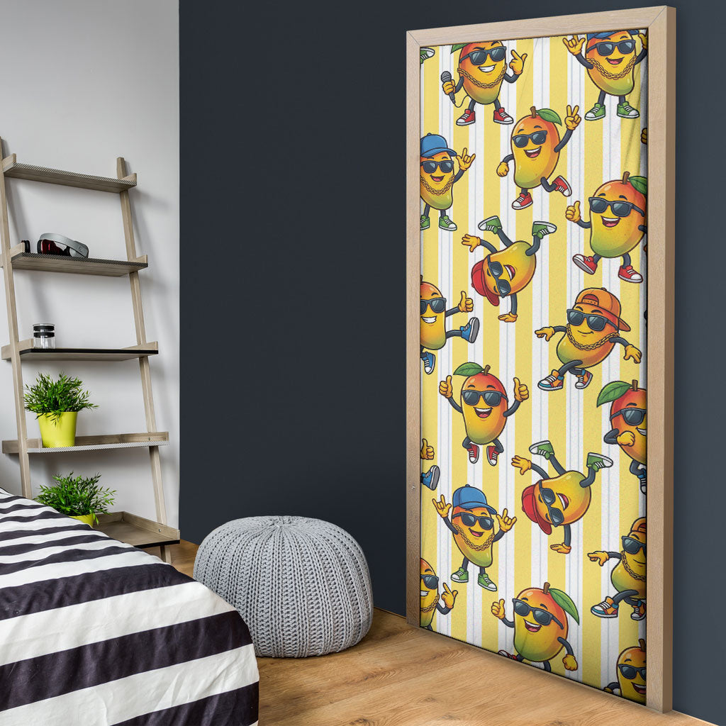 Funny Hawaii Mango Hip Hop Cartoon Door Cover Summer Beach Party