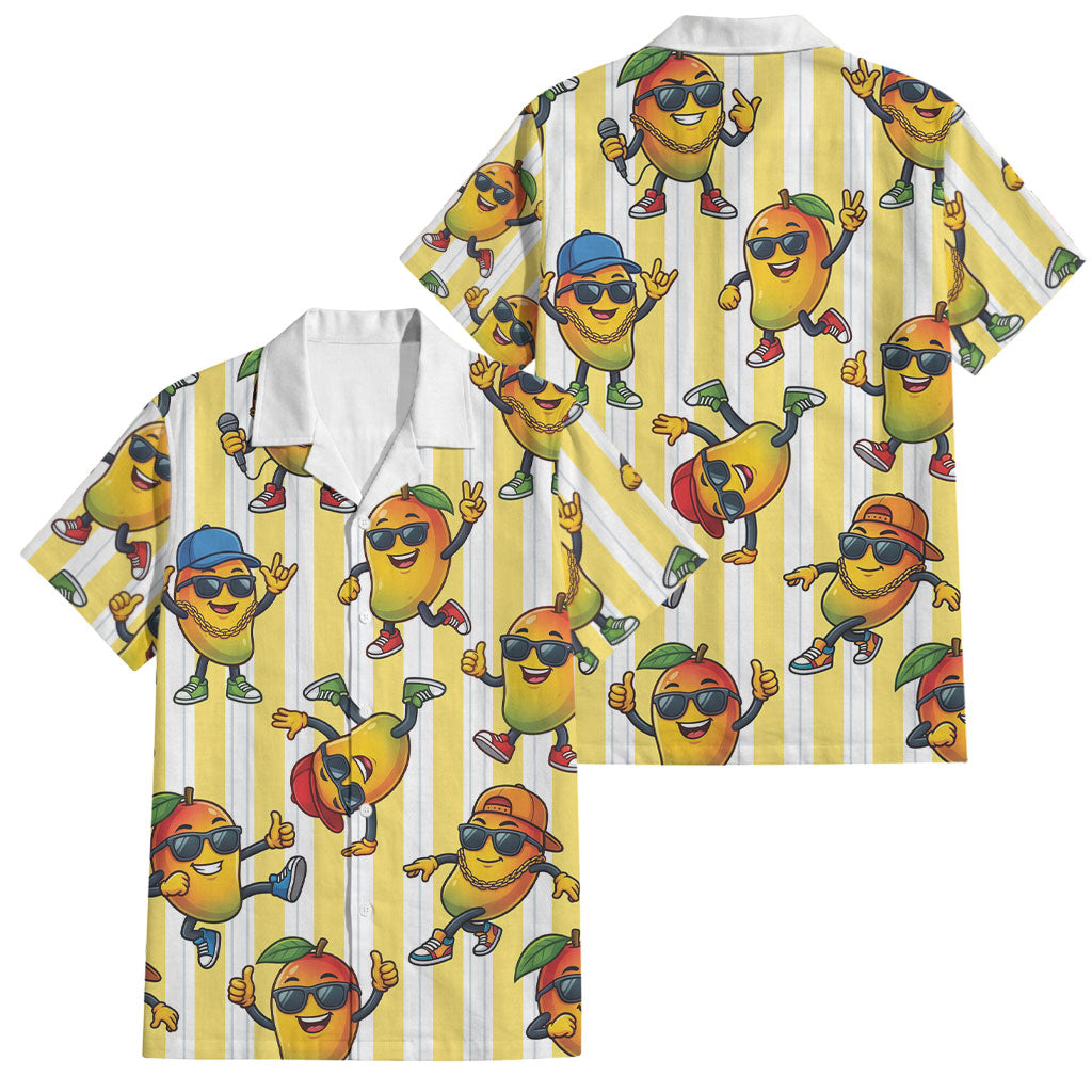 Funny Hawaii Mango Hip Hop Cartoon Family Matching Puletasi and Hawaiian Shirt Summer Beach Party