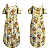 Funny Hawaii Mango Hip Hop Cartoon Family Matching Summer Maxi Dress and Hawaiian Shirt Summer Beach Party