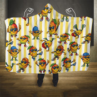 Funny Hawaii Mango Hip Hop Cartoon Hooded Blanket Summer Beach Party