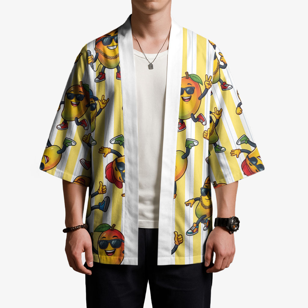 Funny Hawaii Mango Hip Hop Cartoon Kimono Summer Beach Party