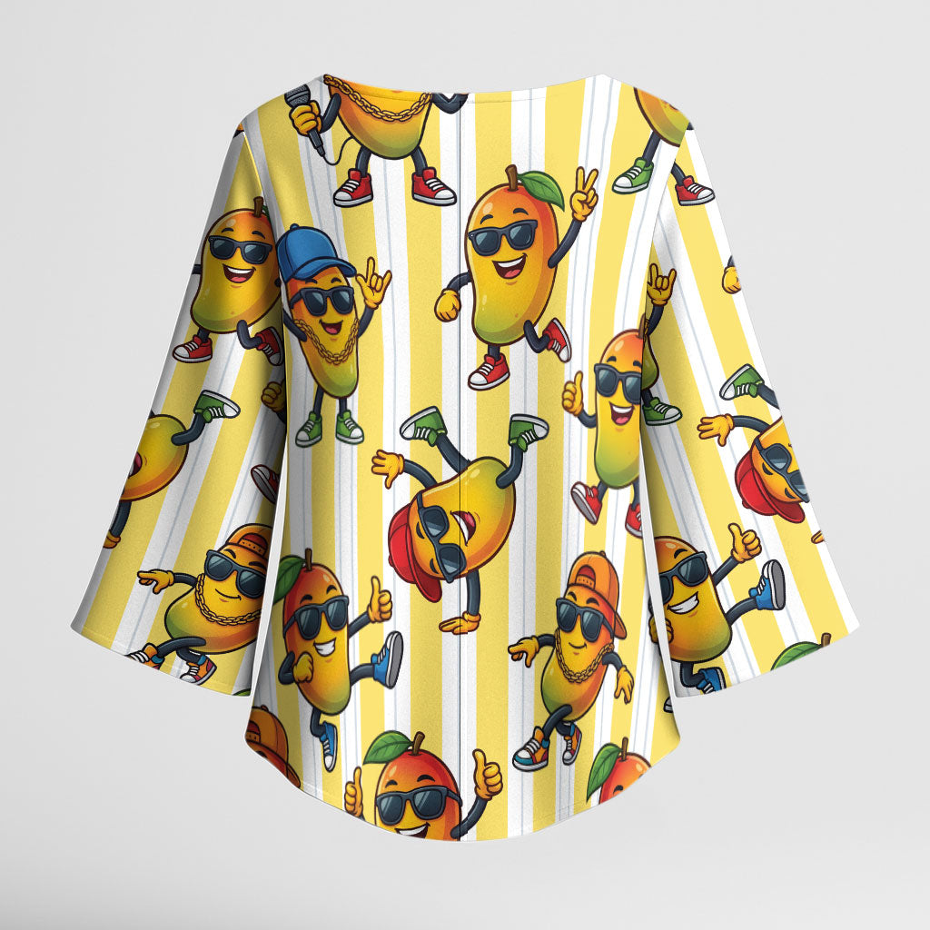 Funny Hawaii Mango Hip Hop Cartoon Kimono Sleeve Blouse Summer Beach Party