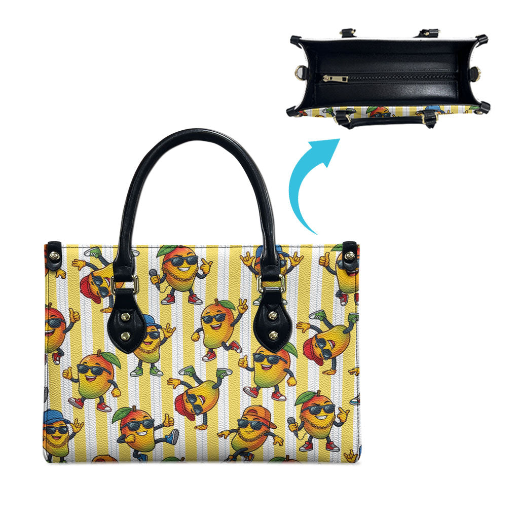 Funny Hawaii Mango Hip Hop Cartoon Leather Bag Summer Beach Party