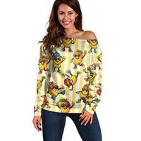 Funny Hawaii Mango Hip Hop Cartoon Off Shoulder Sweater Summer Beach Party