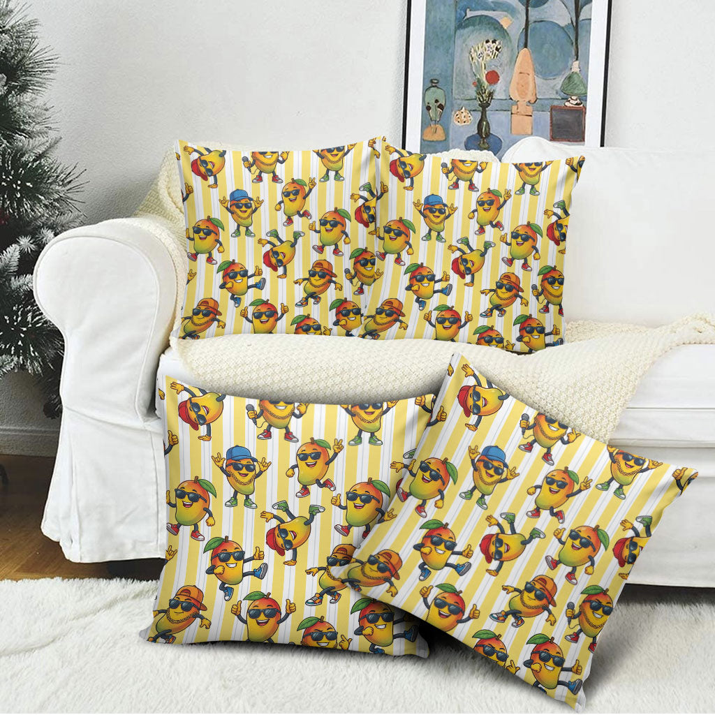 Funny Hawaii Mango Hip Hop Cartoon Pillow Cover Summer Beach Party