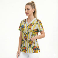 Funny Hawaii Mango Hip Hop Cartoon Scrub Top Summer Beach Party