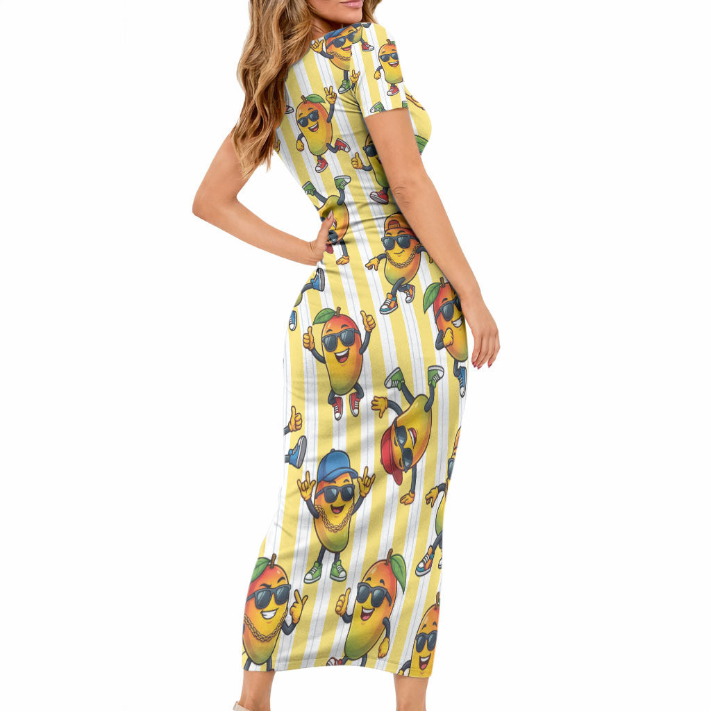 Funny Hawaii Mango Hip Hop Cartoon Short Sleeve Bodycon Dress Summer Beach Party